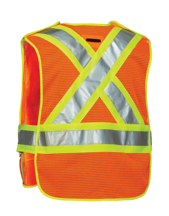 Gilet de sécurité routière en maille haute visibilité à 5 points détachable