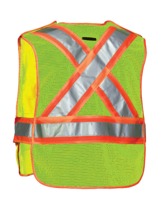 Gilet de sécurité routière en maille haute visibilité à 5 points détachable