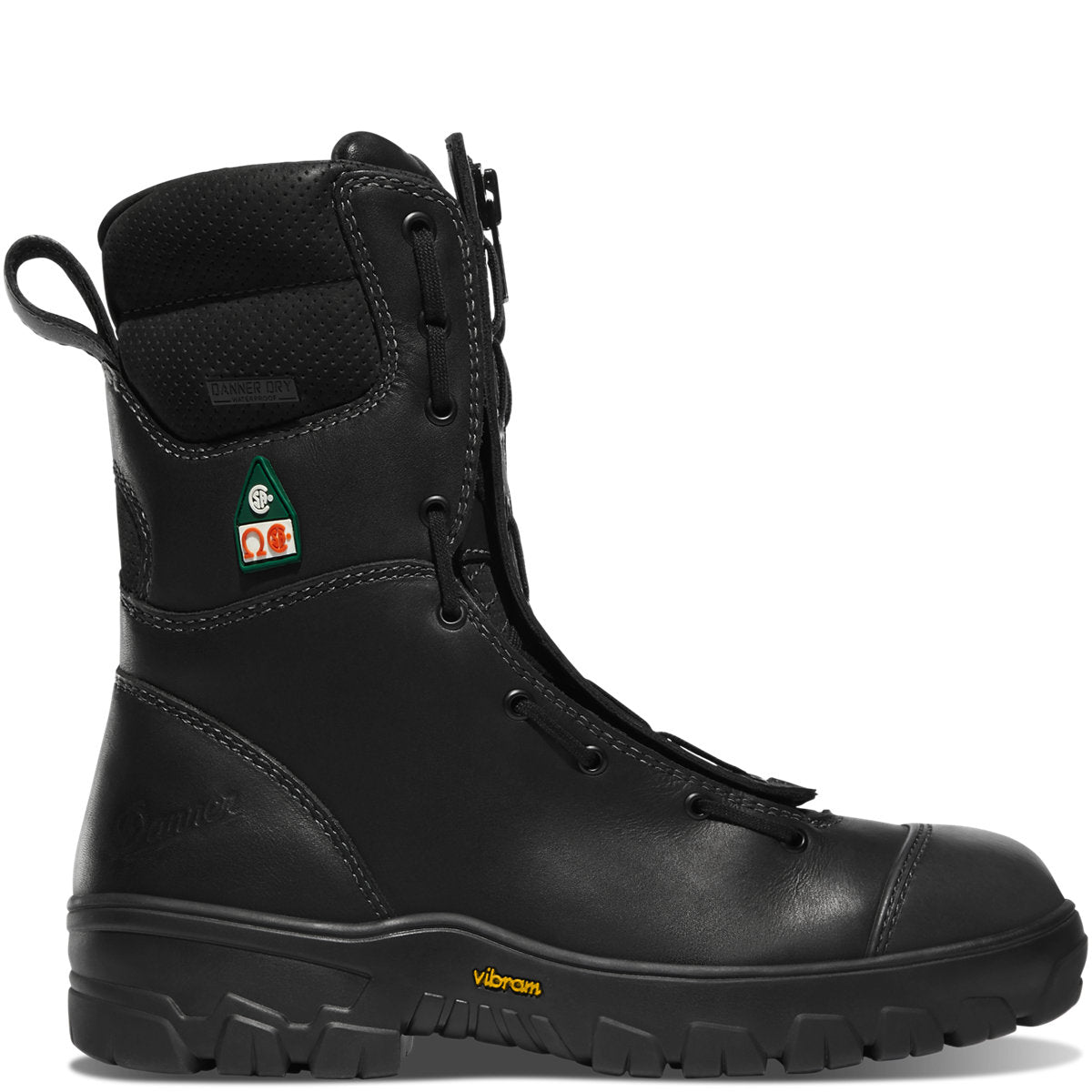 Modern Firefighter 8" Black Composite Toe Boots: Waterproof Danner Dry lining for lasting comfort.