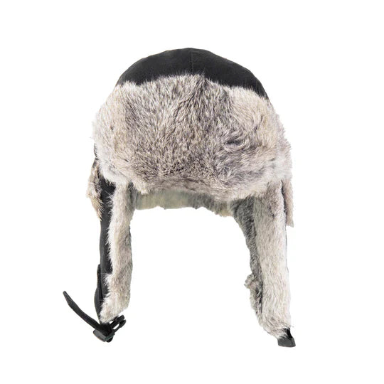 Casquette aviateur en toile de coton avec bordure en lapin