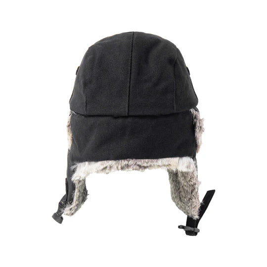 Casquette aviateur en toile de coton avec bordure en lapin