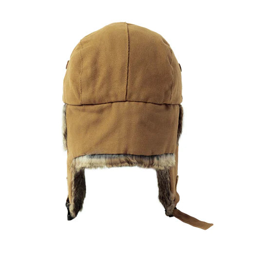Casquette aviateur en toile de coton avec bordure en lapin