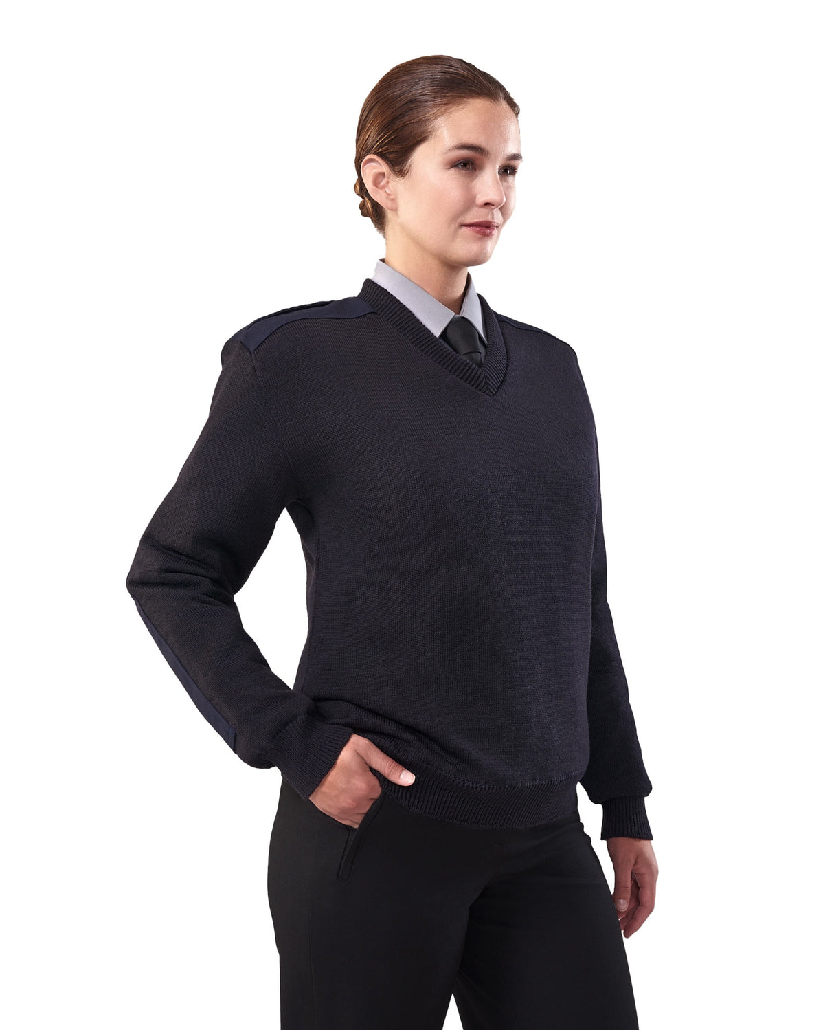 Cobmex - Pull en jersey doublé coupe-vent à col en V pour femme