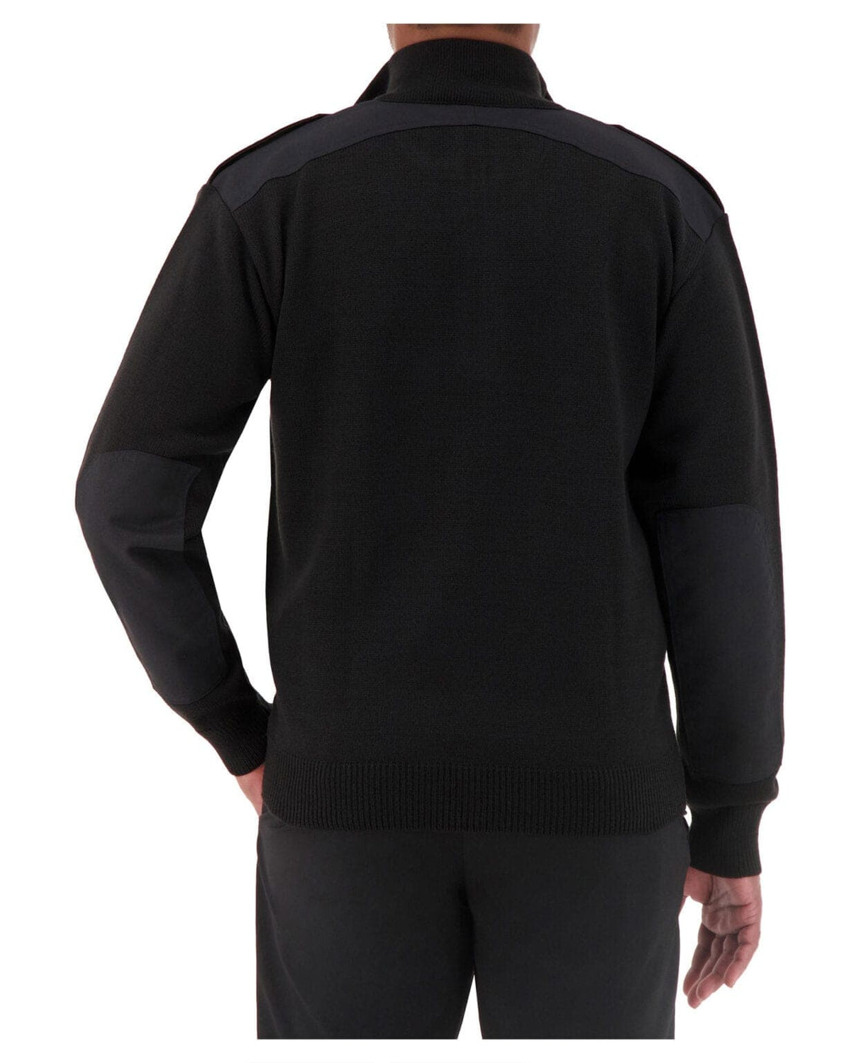 Cobmex - Quarter Zip Mockneck “Military” with Button Epaulets, Shoulder and Elbow Patches
