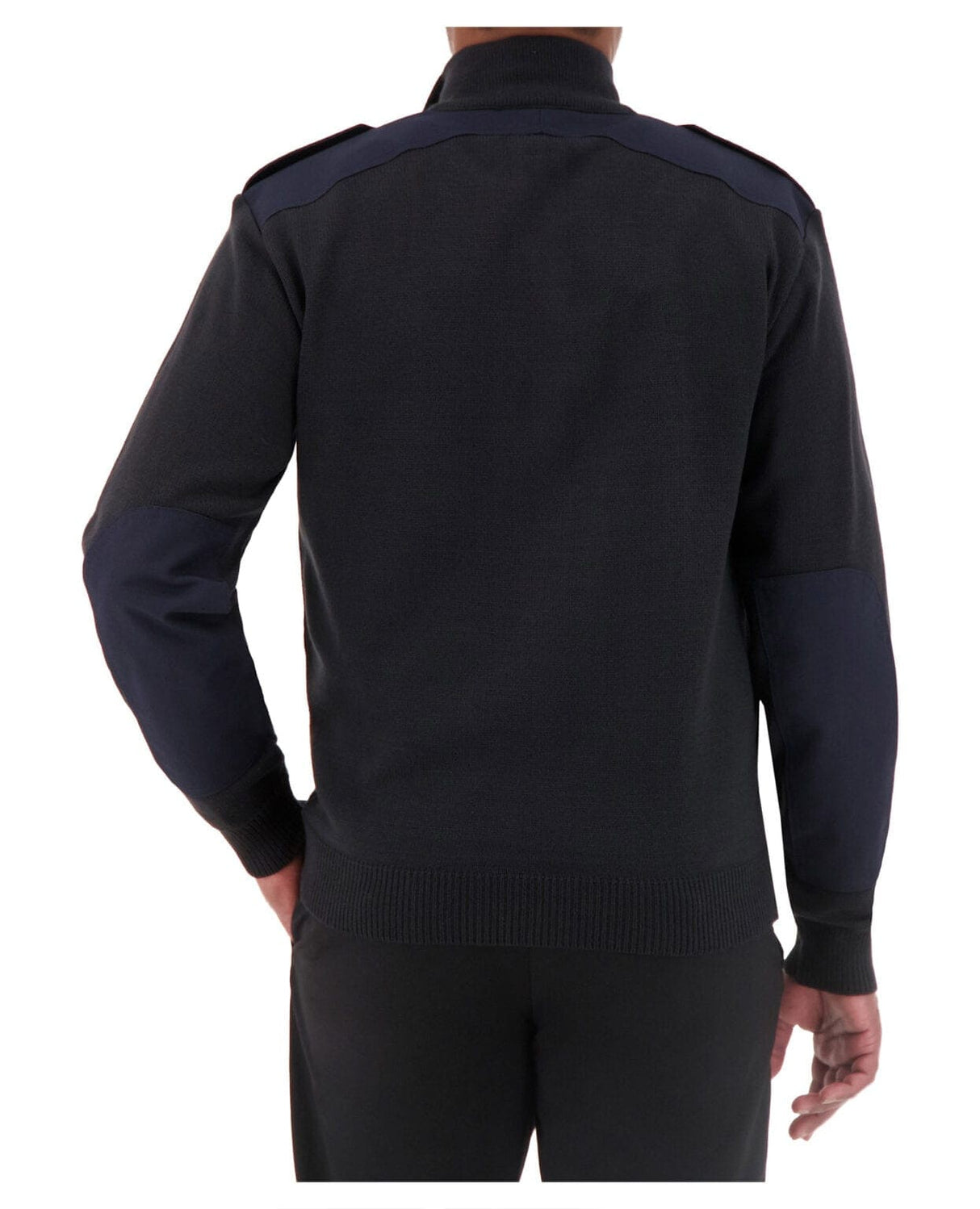 Cobmex - Quarter Zip Mockneck “Military” with Button Epaulets, Shoulder and Elbow Patches