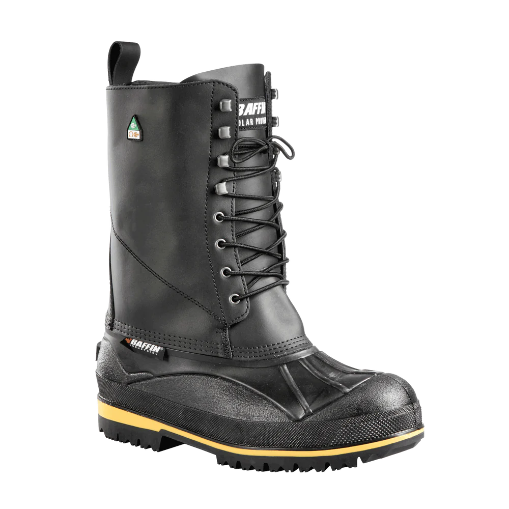 Baffin Barrow STP: Leather upper, steel toe, self-cleaning outsole.