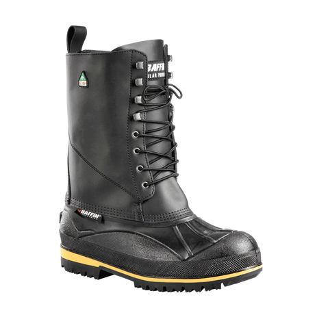 Baffin Barrow STP: Leather upper, steel toe, self-cleaning outsole.