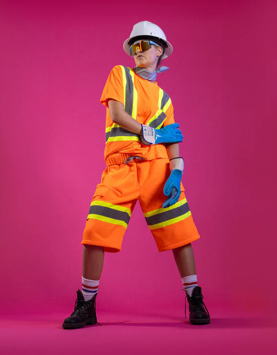 T-shirt de sécurité haute visibilité à col ras du cou et manches courtes pour femme avec poche poitrine