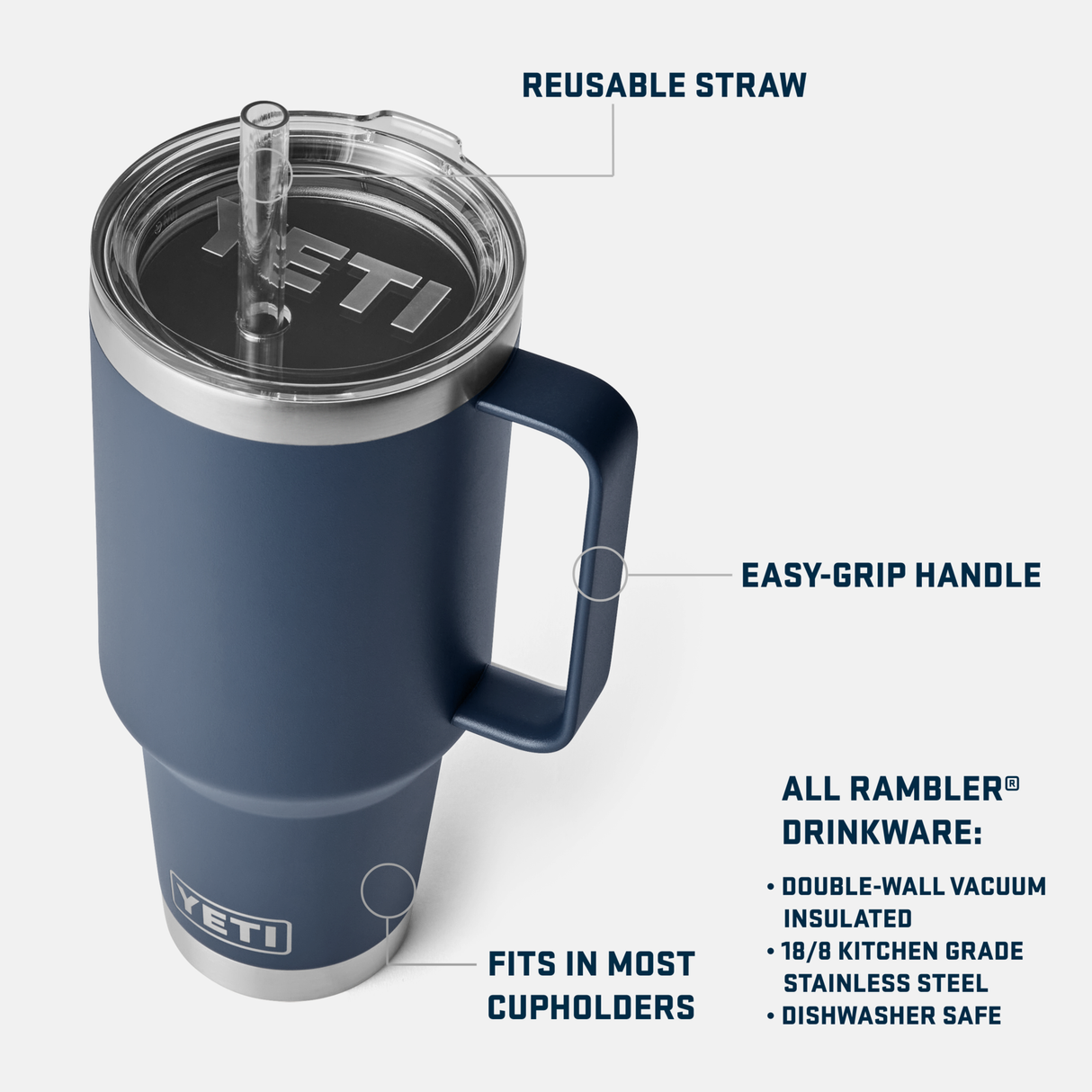 YETI - Tasse à paille Rambler 42 oz