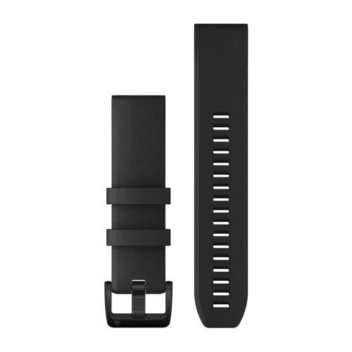 Quickfit 22 Watch Bands - Black Silver Silicone