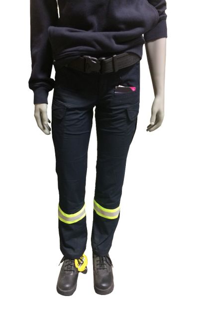 5.11 Stryke Pant with Day Nite Stripe below knee.