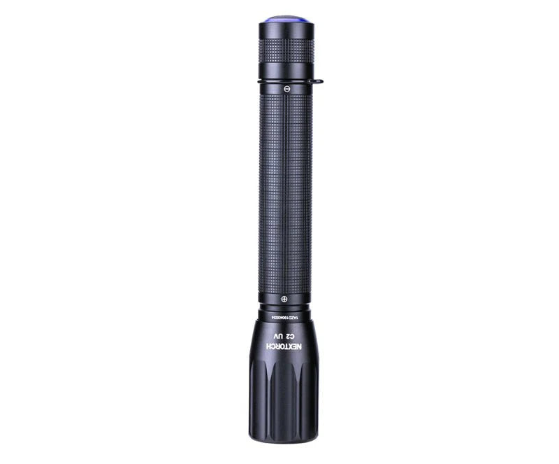 NEXTORCH - C2 flashlight UV version,405 nm wavelength. Powered by 2 x AA battery. IPX7 waterproof. Knurling anti-skid surface