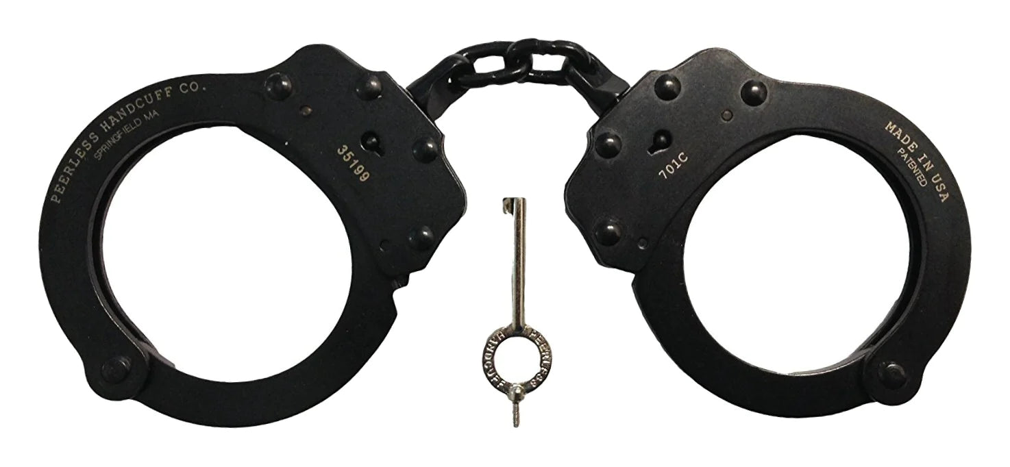 ピアレス社　本物　手錠 701C Peerless - Handcuffs Model Chain Black Link Handcuff PEERLESS