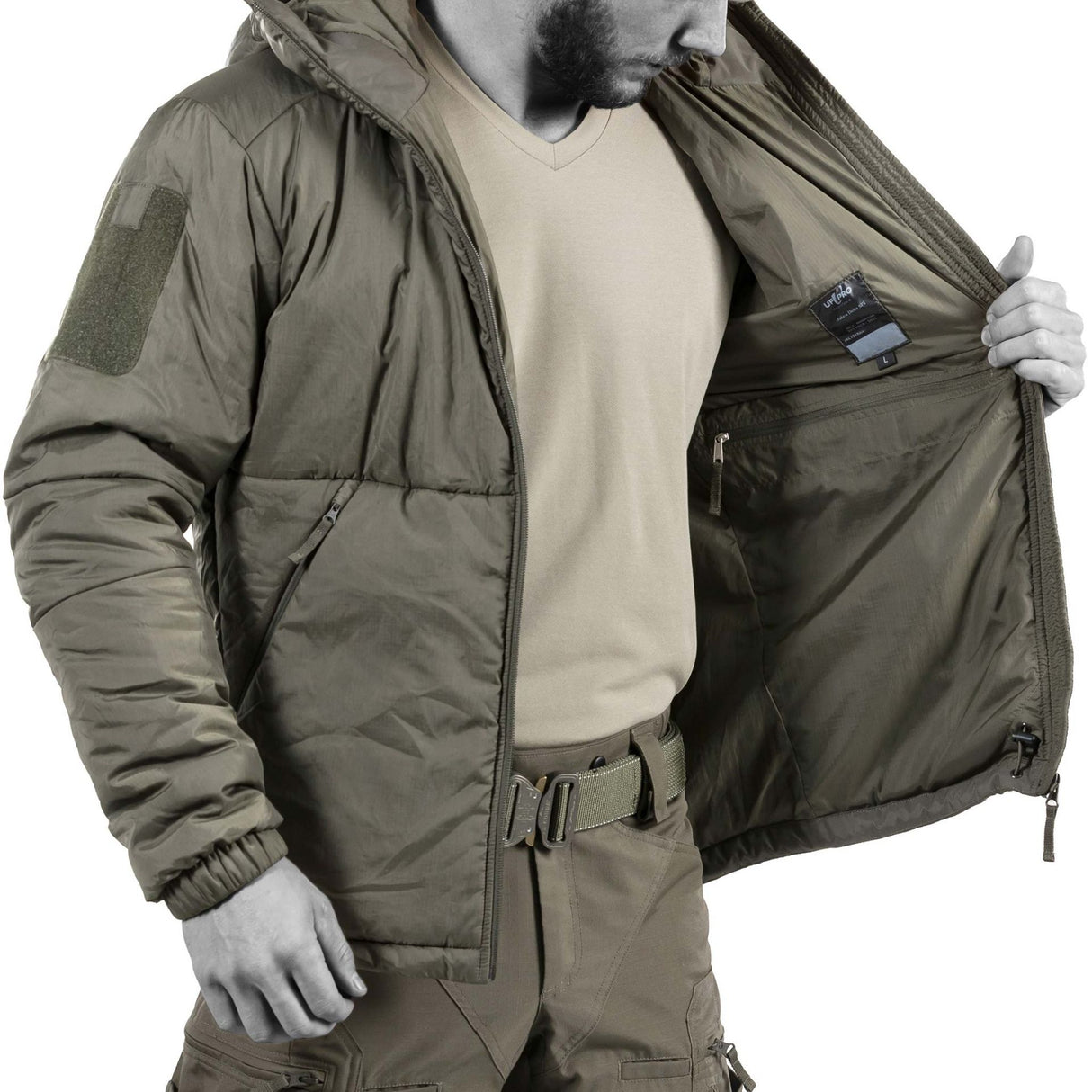 UF PRO Delta ComPac Tactical Winter Jacket: Perfect fit ensured with waist adjusters and elastic cuffs.