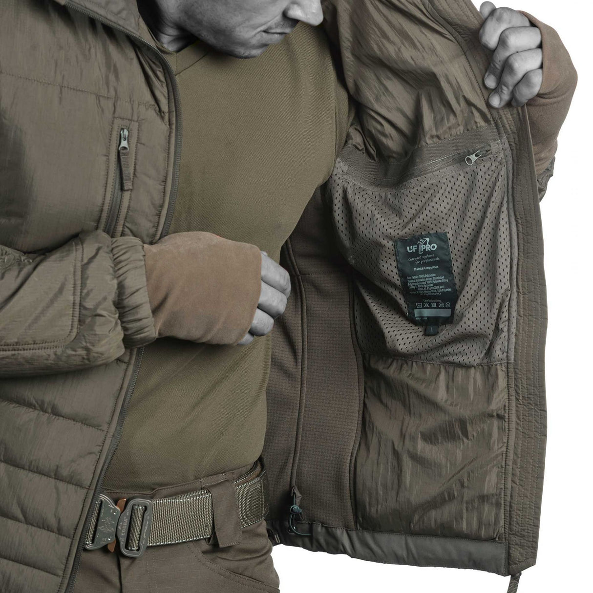 Access essentials easily with Delta ML Gen.2 Tactical Winter Jacket. Easy-open pocket with Velcro cover on the upper arm.