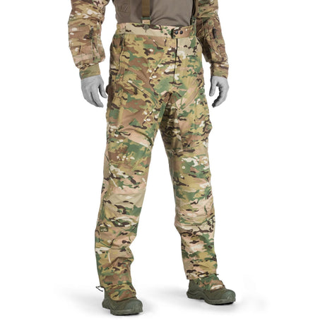 Tactical Rain Gear: Durable waterproof laminate pants with detachable suspenders.