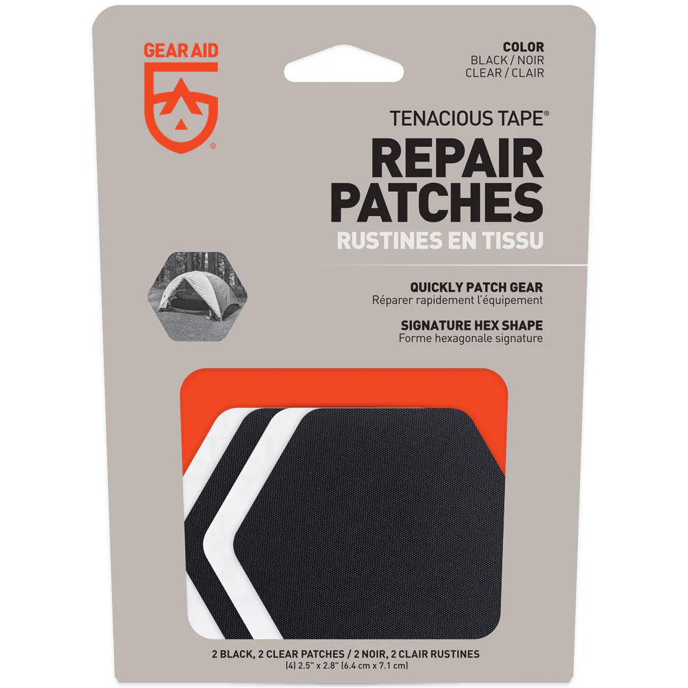 Gear Aid - Tenacious Tape Mini Patches Black & Clear 1.5" x 2.5"