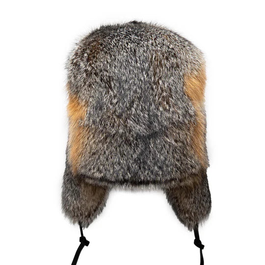 Crown Cap Grey Fox – Full Fur Russian w/Ties