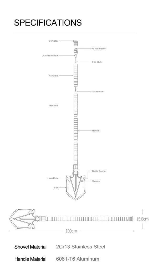 NexTorch - FRIGATE 14-in-1 Folding Shovel