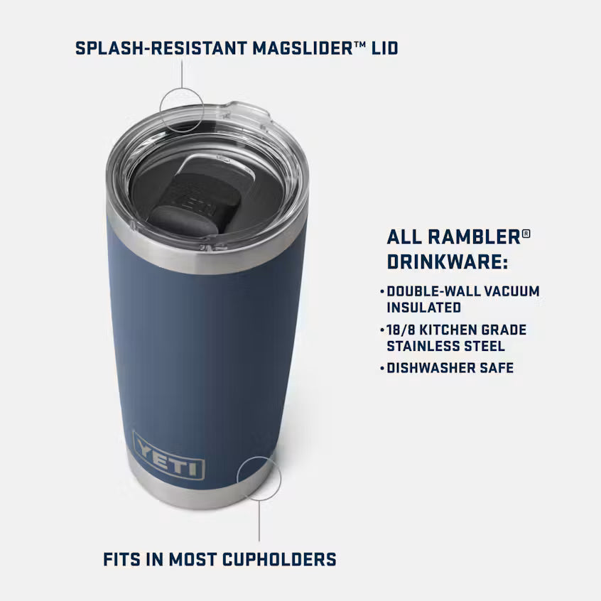 YETI - Rambler 20 oz Tumbler Mag Slider Lid - Riverhead Red
