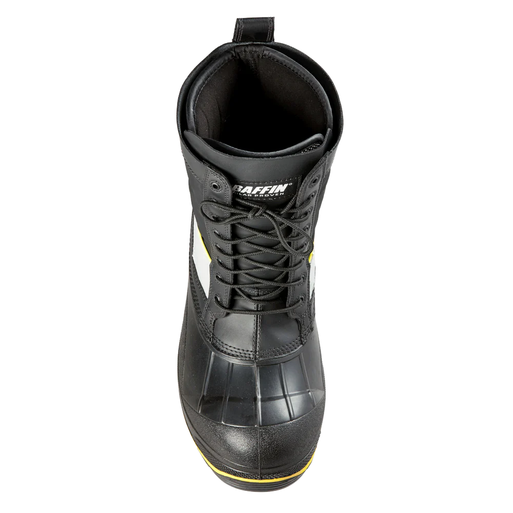 Baffin Constructor (STP) Boot - CSA: Non-metallic construction, CSA/ASTM approved ESR/EH rated upper, oil and acid-resistant neoprene and leather, composite safety toe and plate, lightweight PU base, GelFlex anti-fatigue midsole, fixed frost plate, multi-directional lug design, superior slip resistance.