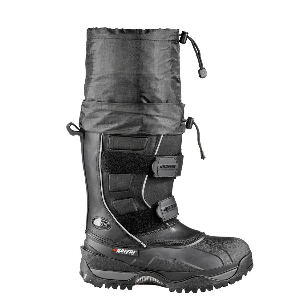 Baffin Eiger Boot: Full-grain leather, double-strap Velcro, Arctic™ Rubber shell, Polar Rubber® outsole, Thermaplush™, B-Tek™ Foam insulation, snowshoe compatible.