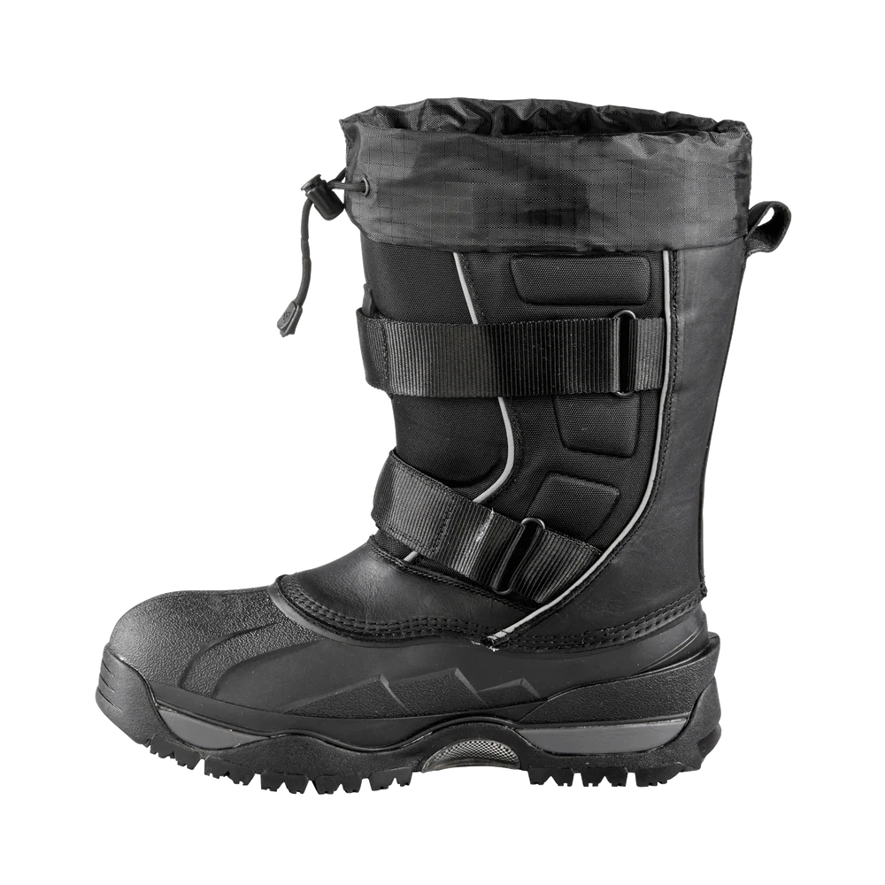 Baffin Eiger Boot: Full-grain leather, double-strap Velcro, Arctic™ Rubber shell, Polar Rubber® outsole, Thermaplush™, B-Tek™ Foam insulation, snowshoe compatible.