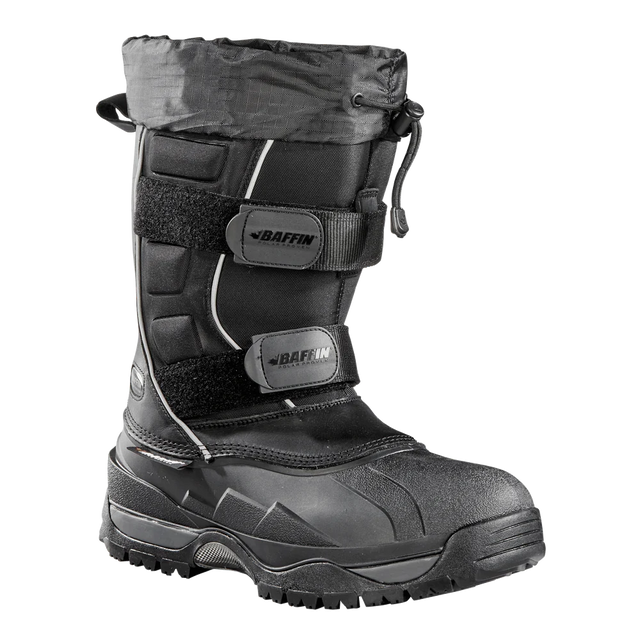 Baffin Eiger Boot: Full-grain leather, double-strap Velcro, Arctic™ Rubber shell, Polar Rubber® outsole, Thermaplush™, B-Tek™ Foam insulation, snowshoe compatible.