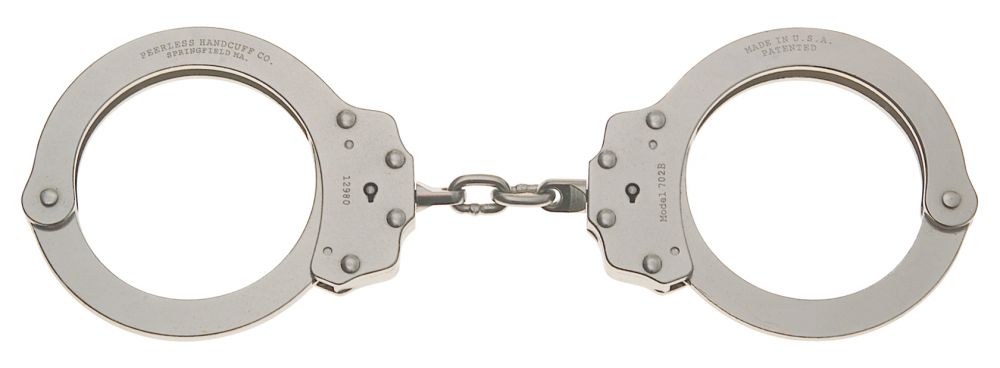 Peerless 702C Chain Link, Oversized Nickel Handcuffs