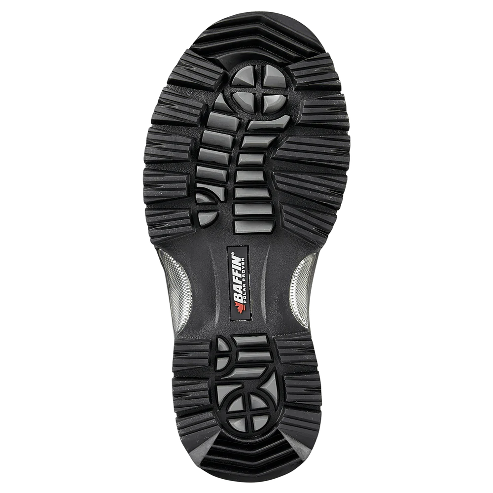 Baffin Eiger Boot: Full-grain leather, double-strap Velcro, Arctic™ Rubber shell, Polar Rubber® outsole, Thermaplush™, B-Tek™ Foam insulation, snowshoe compatible.