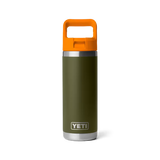 YETI - Rambler 18 oz Straw Bottle - Olive / King Crab Orange