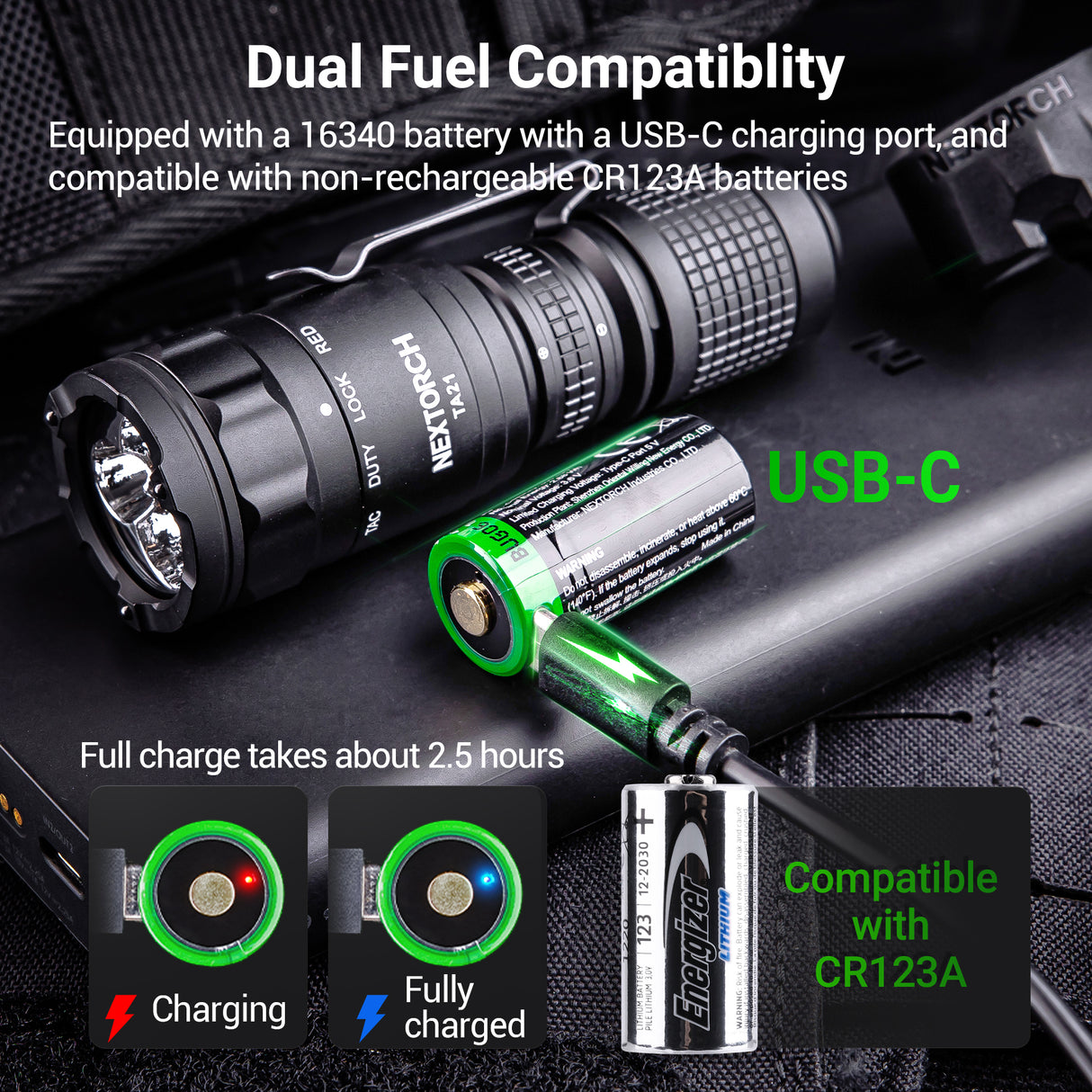 NEX TA21 Pocket Carry Tactical Flashlight Set