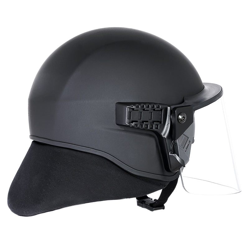 BUSCH - Ballistic 9mm Riot Helmet, ARC-2E w/ short rail, 5mm Visor & Enhanced Neck Protector