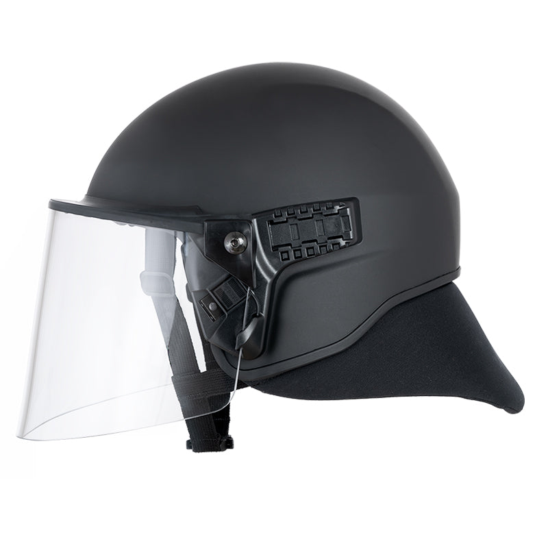 BUSCH - Ballistic 9mm Riot Helmet, ARC-2E w/ short rail, 5mm Visor & Enhanced Neck Protector