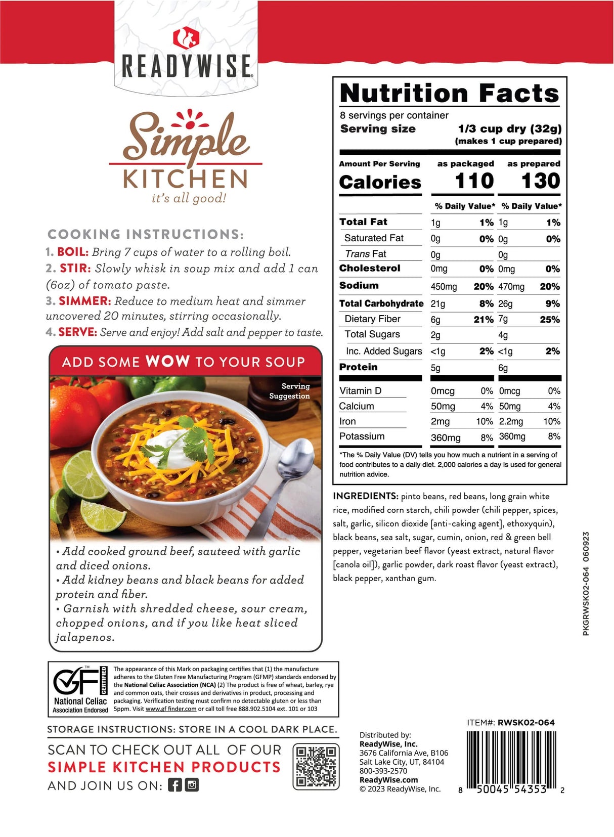 World Famous High Plateau Veggie Chilli Soup ( Vegan)