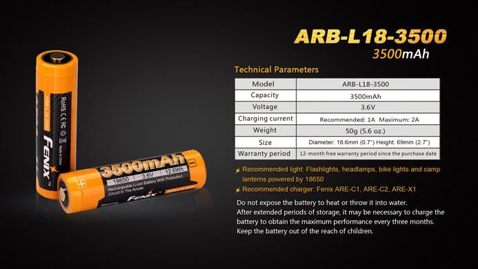 Fenix 4000mAh 18650 Rechargeable Battery